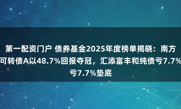 第一配资门户 债券基金2025年度榜单揭晓：南方昌元可转债A以48.7%回报夺冠，汇添富丰和纯债亏7.7%垫底